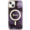 Guess GUHMP14SHTMRSU iPhone 14 6.1&quot; purple/purple hardcase Golden Marble MagSafe