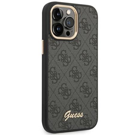 Oryginalne Etui IPHONE 14 PRO MAX Guess Hard Case 4G Vintage Gold Logo (GUHCP14XHG4SHK) czarne