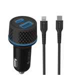 Devia ładowarka samochodowa Extreme PD QC 1x USB-C 1x USB 52,5W czarna + kabel USB-C - Lightning