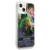 Guess GUHCP13SLFLSB iPhone 13 mini 5,4 &quot;blau / blaues Hardcase Flower Liquid Glitter