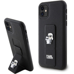 Karl Lagerfeld nakładka do iPhone 11 KLHCN61GSAKCPK HC GRIPSTAND SAFFIANO KC PINS czarna