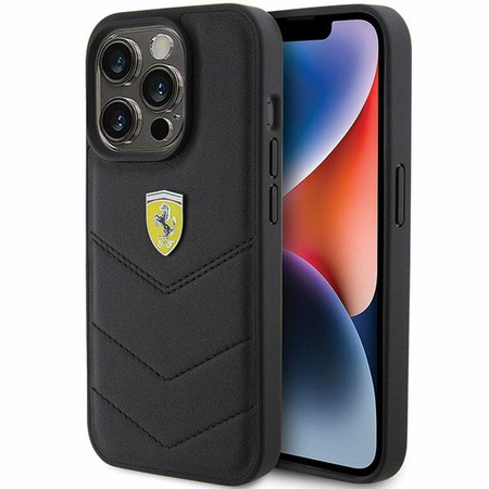 Ferrari Quilted Metal Logo case for iPhone 15 Pro - black