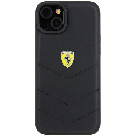 Ferrari FEHCP15MRDUK iPhone 15 Plus 6,7" schwarz/schwarzes Hardcase mit gestepptem Metalllogo