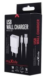 Ładowarka sieciowa zasilacz 1A Maxlife +kabel Micro USB biała