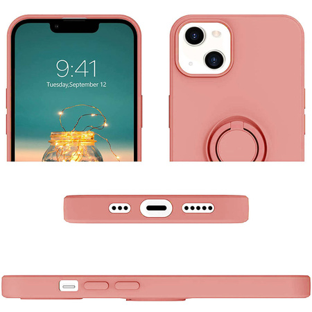 Etui IPHONE 13 PRO Silikonowe Ring Pierścień Magnetyczny Silicone Ring różowe