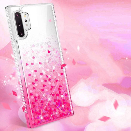 Etui IPHONE 12 MINI Diamond Liquid Przelewany Brokat różowe