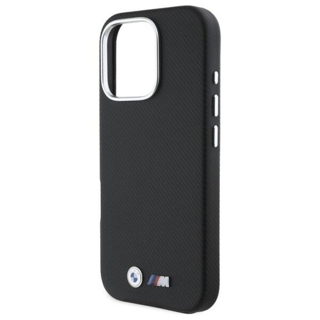 Original Handyhülle IPHONE 16 PRO MAX BMW Hardcase M Edition Kevlar Wrapped Metal (BMHCP16X23PUFWKEV) schwarz