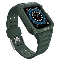 Protect Strap Band opaska z etui do Watch 7 / 6 / 5 / 4 / 3 / 2 / SE (41 / 40 / 38mm) obudowa pancerny pokrowiec na zegarek zielony