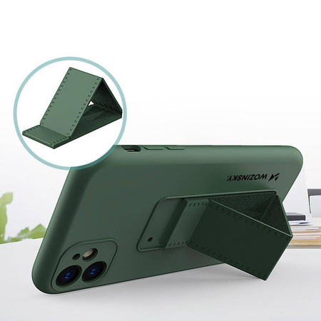 Wozinsky Kickstand Case elastyczne silikonowe etui z podstawką iPhone 11 Pro Max żółty