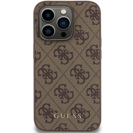 Guess 4G Metal Gold Logo case for iPhone 15 Pro - brown