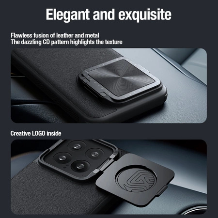 Nillkin CamShield Prop Leather Magnetic Case for Xiaomi 14 Pro - black