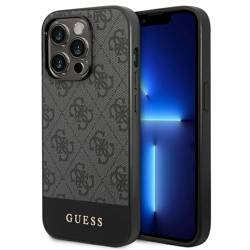 Guess 4G Bottom Stripe Metal Logo Collection - Etui iPhone 14 Pro Max (szary)