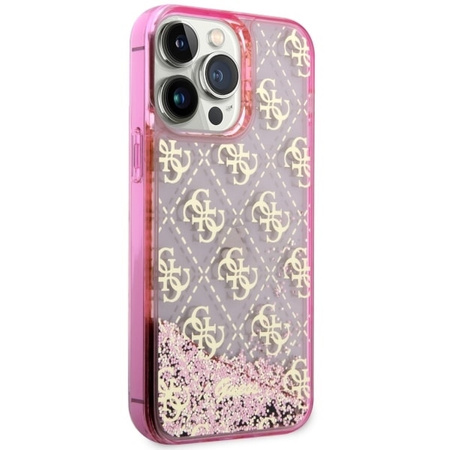 Guess GUHCP14XLC4PSGP iPhone 14 Pro Max 6.7" różowy/pink hardcase Liquid Glitter 4G Transculent