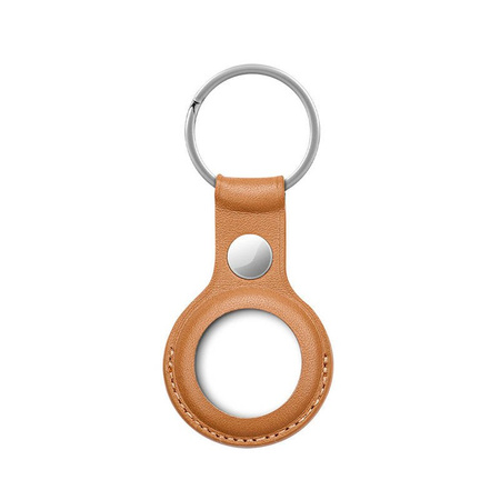 Crong Leather Case with Key Ring – Skórzany brelok do Apple AirTag (brązowy)