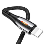 USAMS Kabel pleciony U-Tone lightning 1.2m Power-off 2A Fast Charging czarny/black SJ344USB01 (US-SJ344)