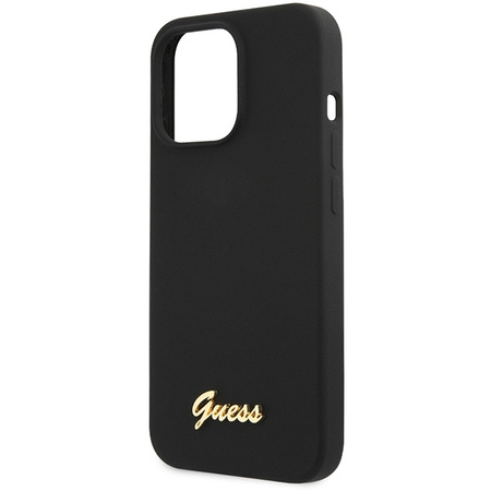 Guess GUHCP13XLSLMGBK iPhone 13 Pro Max 6.7" black/czarny hardcase Silicone Script Gold Logo