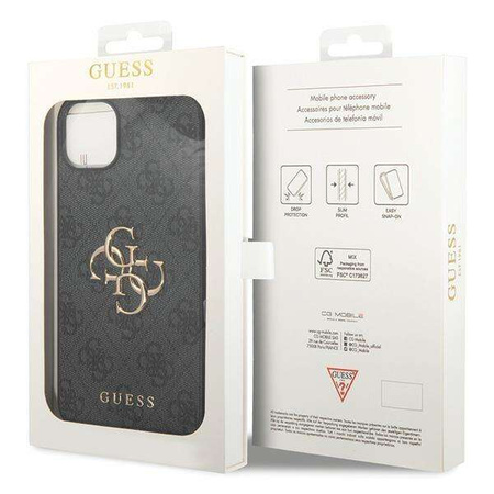 Guess 4G Big Metal Logo case for iPhone 15 Plus - gray