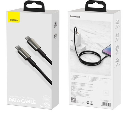 Baseus kabel USB Typ C - USB Typ C szybkie ładowanie Power Delivery Quick Charge 100 W 5 A 1 m czarny (CATWJ-01)