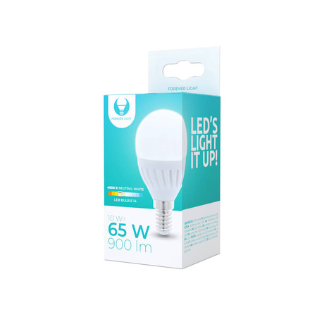 Żarówka LED E14 G45 10W 230V 4500K 900lm ceramiczna Forever Light