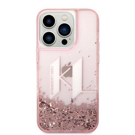 Karl Lagerfeld Liquid Glitter Big Logo Case - Etui iPhone 14 Pro (różowy)