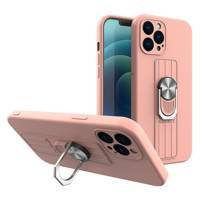 Ring Case Silikonhülle mit Fingergrip und Boden für Samsung Galaxy S22 Ultra pink