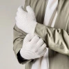 Braided telephone gloves with cutouts for fingers - beige