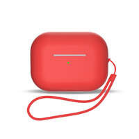 Silicone case for AirPods 1 / AirPods 2 + wrist strap lanyard - red