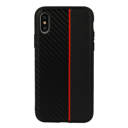 MOTO CARBON Case do Samsung Galaxy A6 Plus 2018 Czarny z czerwonym paskiem