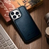 iCarer Leather Oil Wax case covered with natural leather for iPhone 14 Pro blue (WMI14220718-BU)