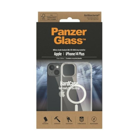 Case IPHONE 14 PLUS PanzerGlass HardCase MagSafe Antibacterial Military (0411) Grade Clear transparent