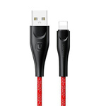 USAMS Kabel pleciony U41 lightning 1m 2A czerwony/red SJ391USB02 (US-SJ391) Fast Charge