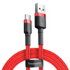 Baseus Cafule Cable wytrzymały nylonowy kabel przewód USB / USB-C QC3.0 2A 3M czerwony (CATKLF-U09)