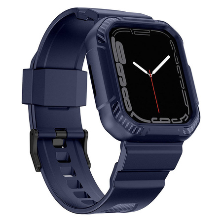 Kingxbar CYF106 2in1 Armored Case for Apple Watch SE, 8, 7, 6, 5, 4, 3, 2, 1 (41, 40, 38 mm) with Strap Blue