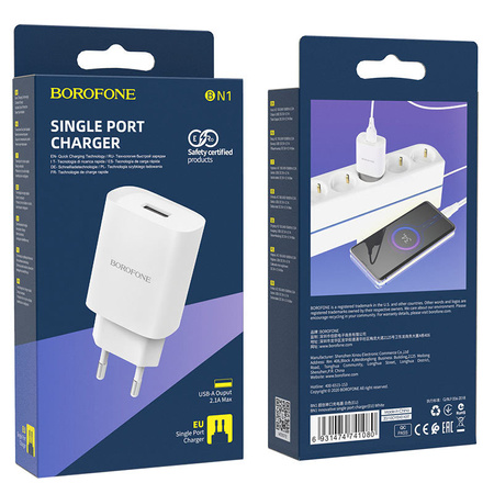 Borofone Ładowarka sieciowa BN1 Innovative - USB - 2,1A biała