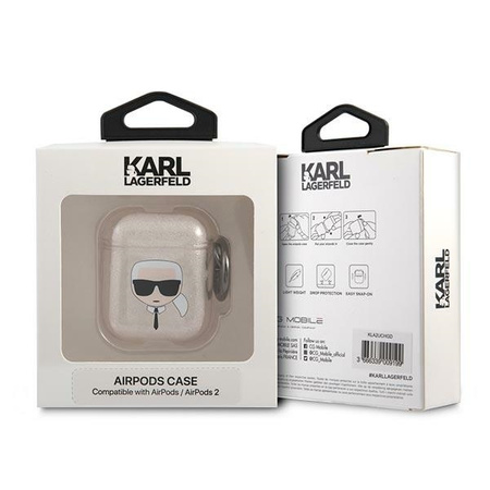 Karl Lagerfeld KLA2UKHGD AirPods cover złoty/gold Glitter Karl`s Head