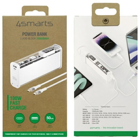 4smarts Powerbank Lucid Block 20000mAh    100W biały/white 540266