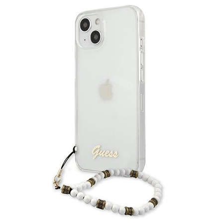 Guess nakładka do iPhone 13 Mini 5,4&quot; GUHCP13SKPSWH przeźroczysta hard case White Pearl