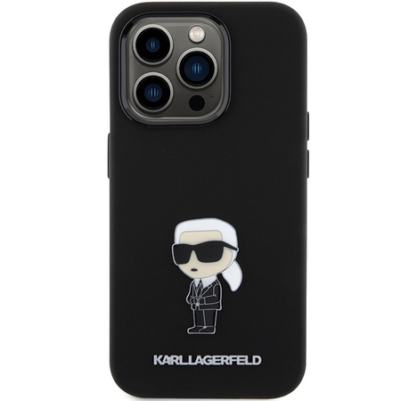 Etui Karl Lagerfeld Silicone Ikonik Metal Pin na iPhone 15 Pro Max - czarne