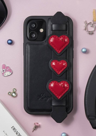 Kingxbar Sweet Series żelowe etui ozdobione oryginalnymi Kryształami Swarovskiego z podstawką iPhone 12 Pro / iPhone 12 czarny