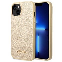 Guess Glitter Flakes Metal Logo Case – Etui iPhone 14 (złoty)