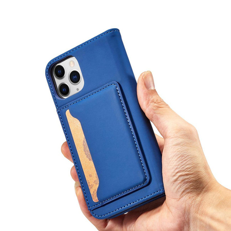 Magnet Card Case etui do iPhone 12 Pro Max pokrowiec portfel na karty kartę podstawka niebieski