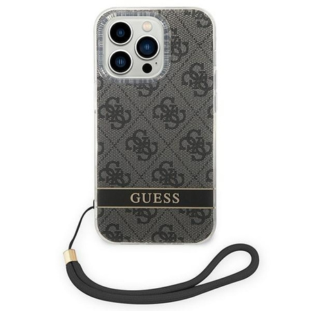 Oryginalne Etui IPHONE 14 PRO MAX Guess Hardcase 4G Print Strap (GUOHCP14XH4STK) czarne