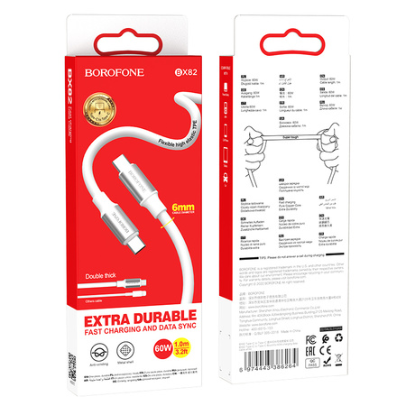 Borofone Kabel BX82 Bountiful - Typ C na Typ C - 60W 3A 1 metr biały