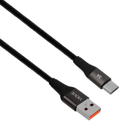 Kabel VIDVIE CB4038 USB/Micro 3A, 3m czarny