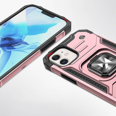 Wozinsky Ring Armor Hülle für iPhone 14 Plus gepanzerte Hülle Magnethalter Goldring