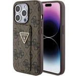 Etui Guess Grip Stand 4G Triangle Strass na iPhone 15 Pro Max - brązowe