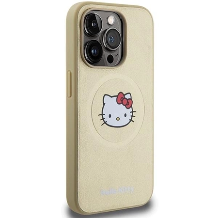 Etui Hello Kitty Leather Kitty Head MagSafe na iPhone 14 Pro - złote