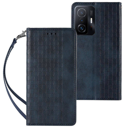 Magnetband-Hülle für Xiaomi Redmi Note 11 Pro Pouch Wallet + Mini-Lanyard-Anhänger Blau