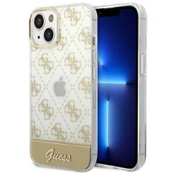 Original Handyhülle IPHONE 14 PLUS Guess Hardcase 4G Pattern Script gold