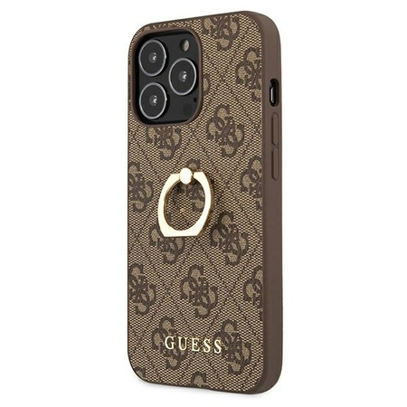 Guess GUHCP13L4GMRBR iPhone 13 Pro 6,1" brązowy/brown hardcase 4G with ring stand